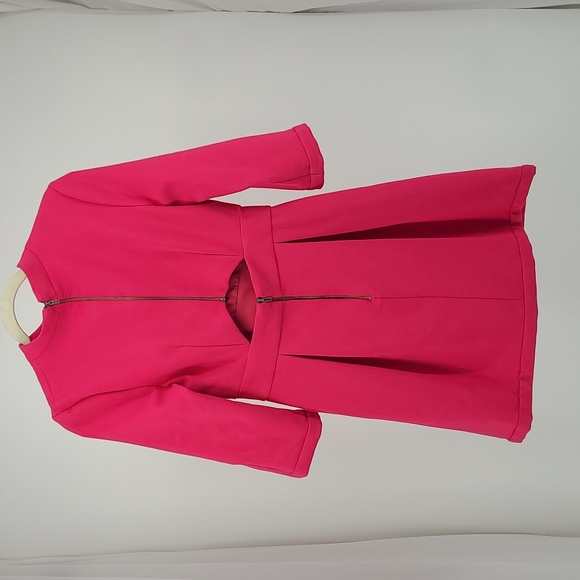 Artelier Nicole Miller Hot Pink Minidress With Keyhole Exposed Zipper Size 4 - Picture 6 of 11